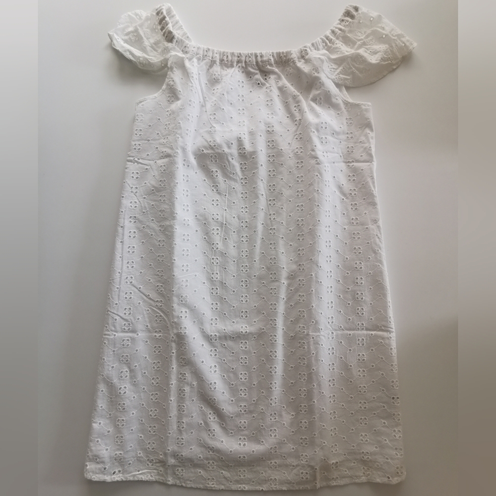 J. Crew White Eyelet Embroidery Cotton Cap Shoulder Strap Detail Mini Dress